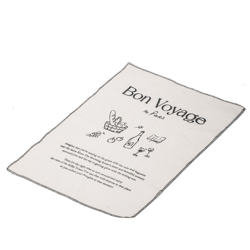 CouldNook Illustrated Cotton Table Napkin - Cafe Prints And Dark Edging
