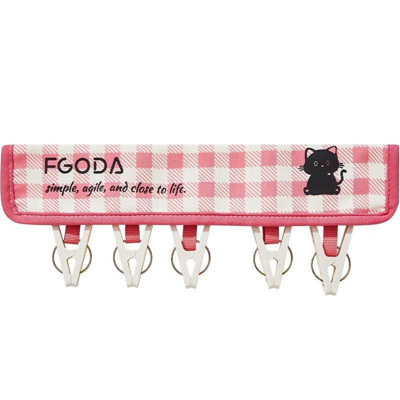 CouldNook Folding Clip Organizer - Checked Fabric And Hanging Clip Row