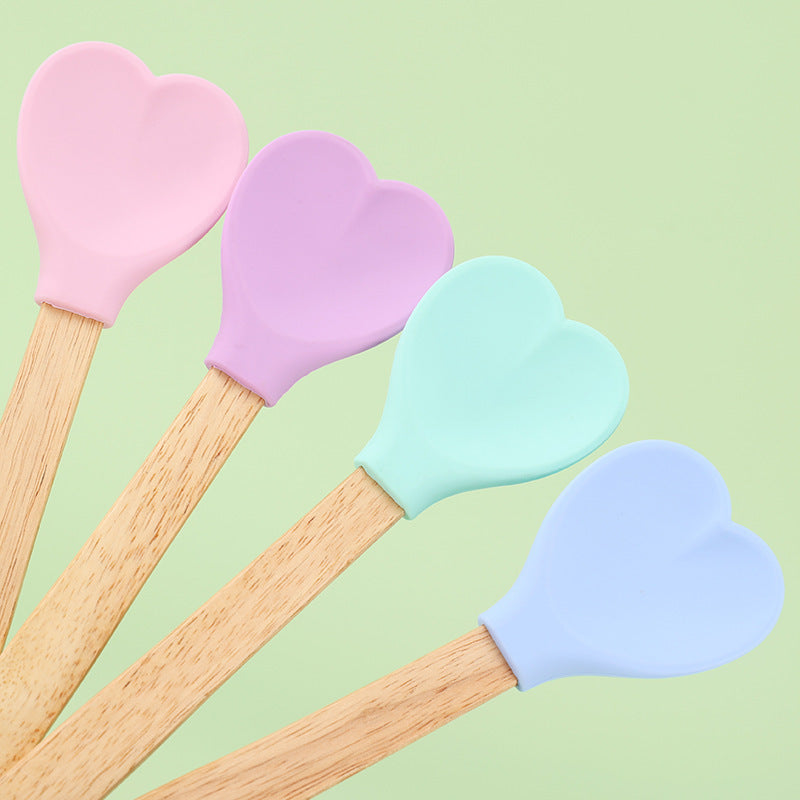 CouldNook Heart Spatula - Pastel Silicone Head and Long Handle