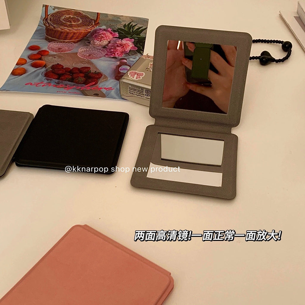 CouldNook Square Folding Mirror - Textured Cover And Dual Reflective Panels