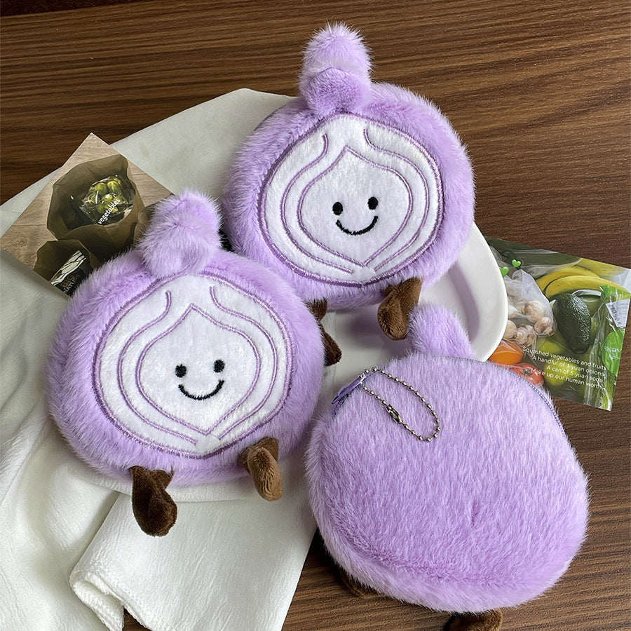 CouldNook Onion Coin Purse - Purple Plush And Embroidered Layered Center