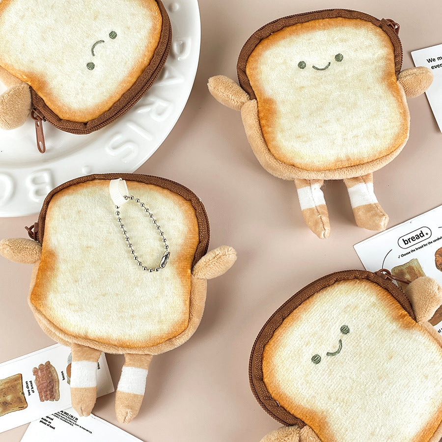 CouldNook Toast Coin Purse - Smiling Face And Dangling Striped Legs