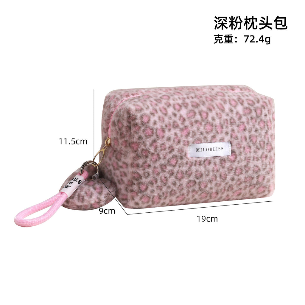CouldNook Leopard Cosmetic Bag - Plush Spots And Matching Heart Charm