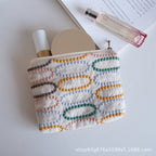 CouldNook Embroidered Cosmetic Pouch - Delicate Motifs And Textured Stitching