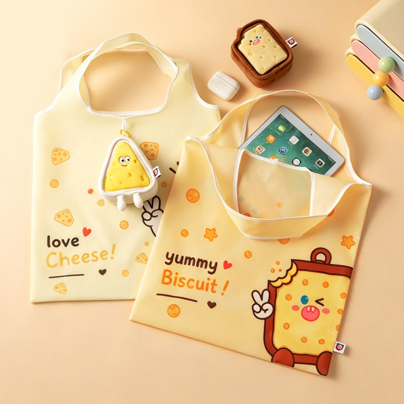 CouldNook Food Character Shopping Bag - Foldable Tote And Matching Pouch