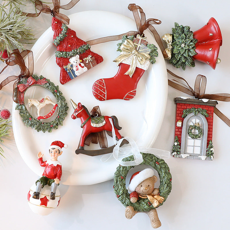 CouldNook Christmas Resin Ornament - Sculpted Scenes and Ribbon Loops