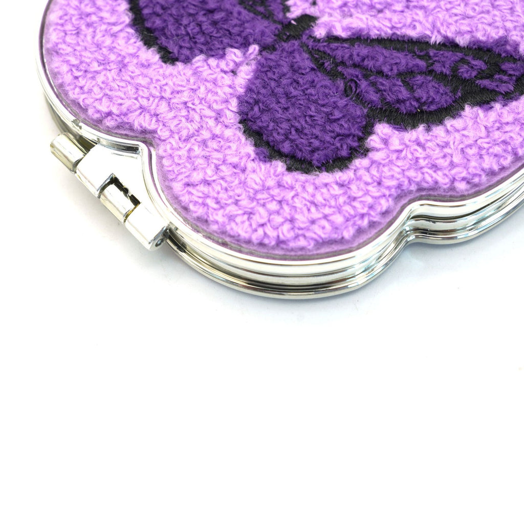 CouldNook Butterfly Pocket Mirror - Plush Embroidery And Keyring Strap Attachment