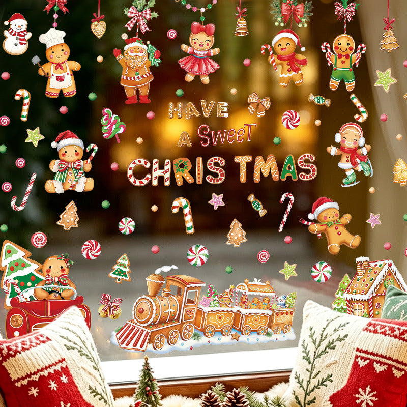 CouldNook Gingerbread Window Cling Set - Candy Motifs and Christmas Lettering