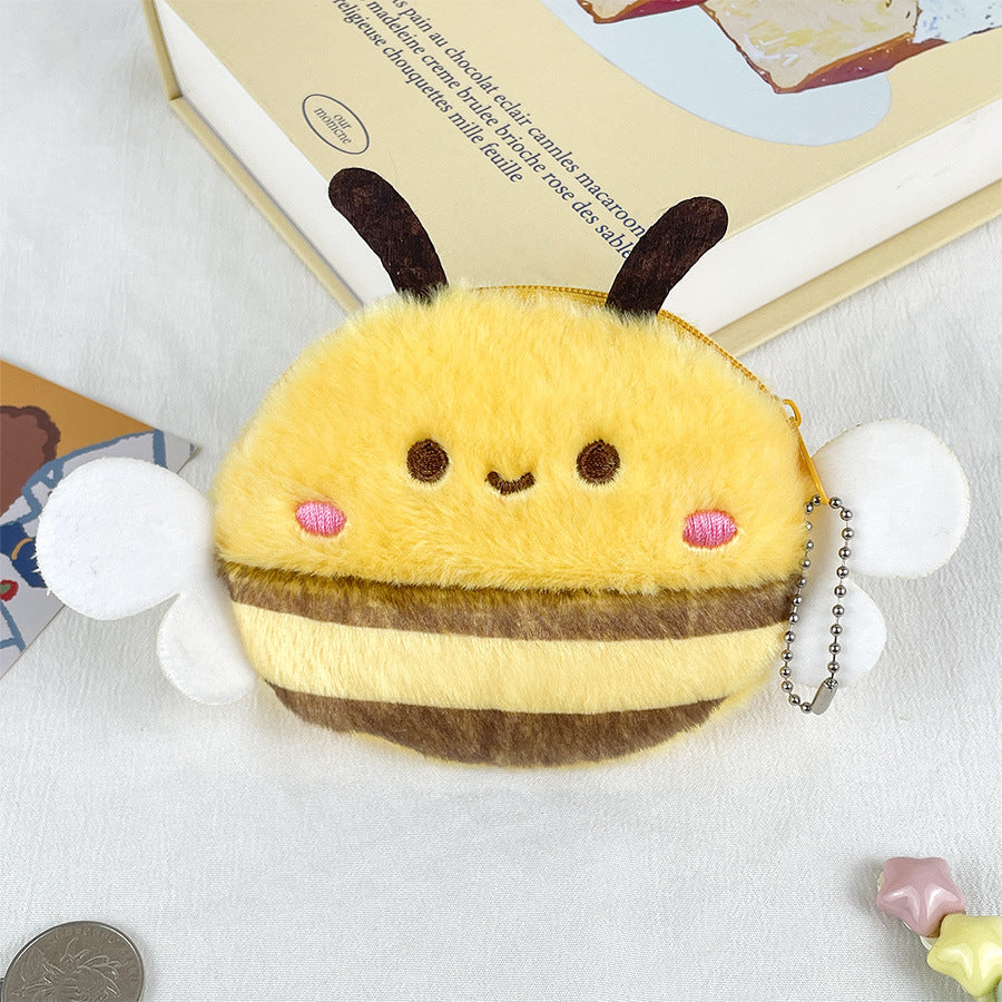 CouldNook Bee Coin Purse - Plush Stripes And Little White Wings
