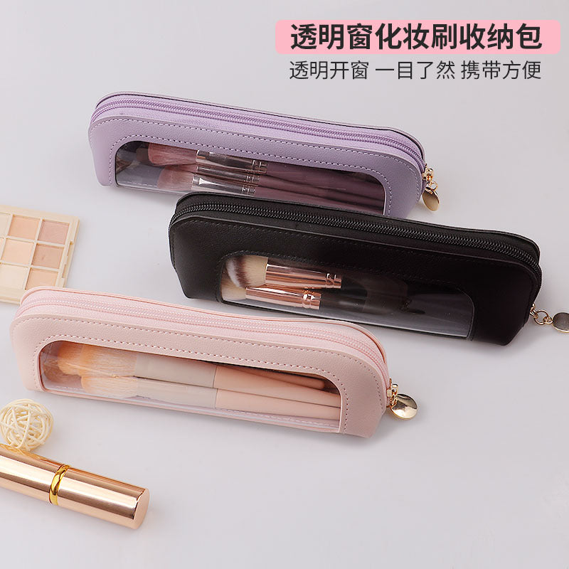 CouldNook Makeup Brush Pouch - Clear Front Window And Zip Closure