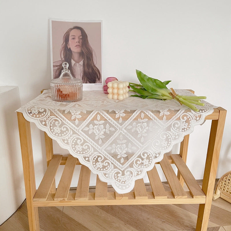 CouldNook Vintage Rose Lattice Tablecloth - Aesthetic Floral Desk Cover