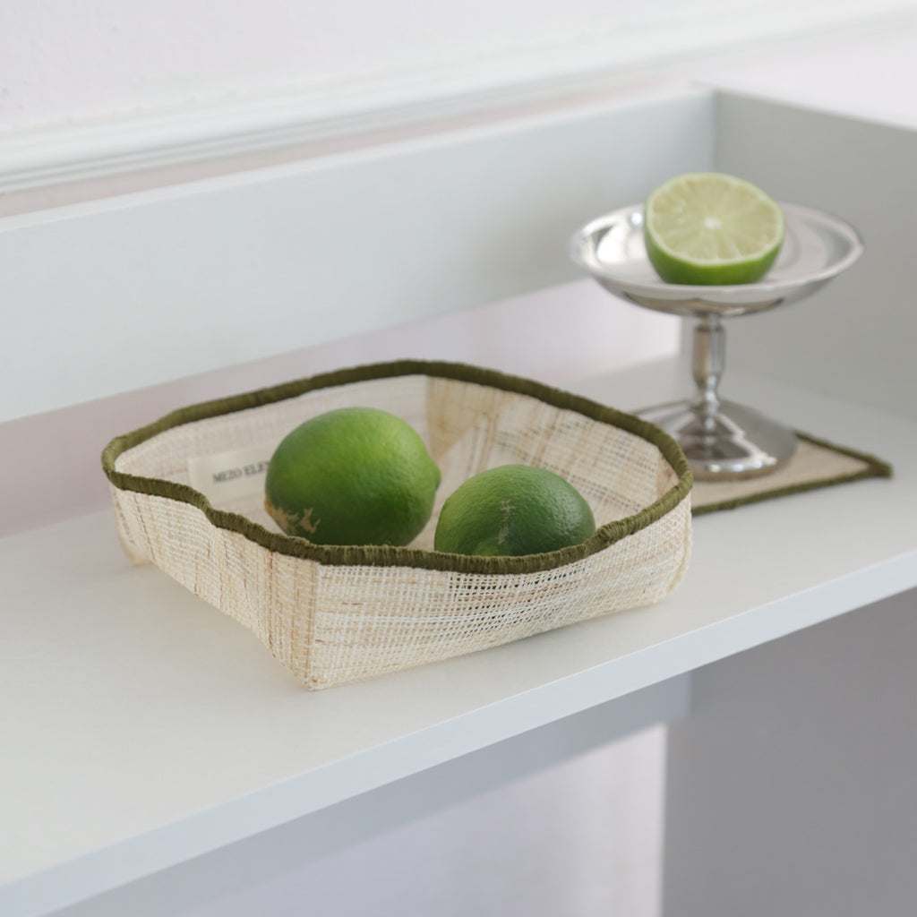 CouldNook Fabric Storage Basket - Open Weave And Contrasting Bound Rim