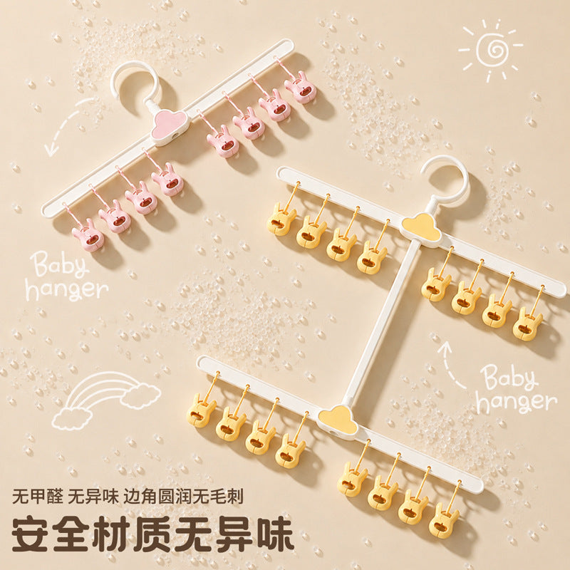 CouldNook Two-Tier Laundry Clip Hanger - Rabbit Clips And Cloud Details
