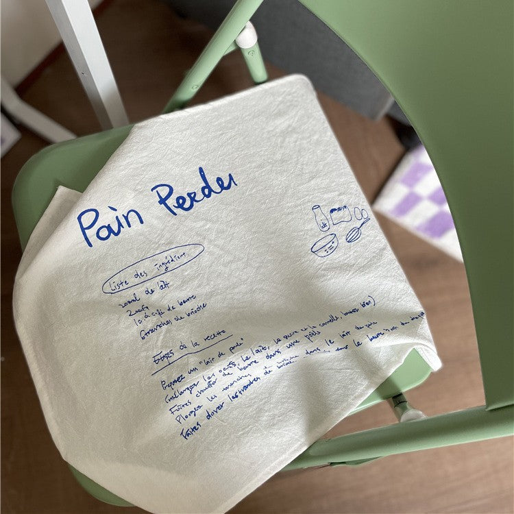 CouldNook Recipe Print Table Cloth - Handwritten Lettering And Kitchen Sketches