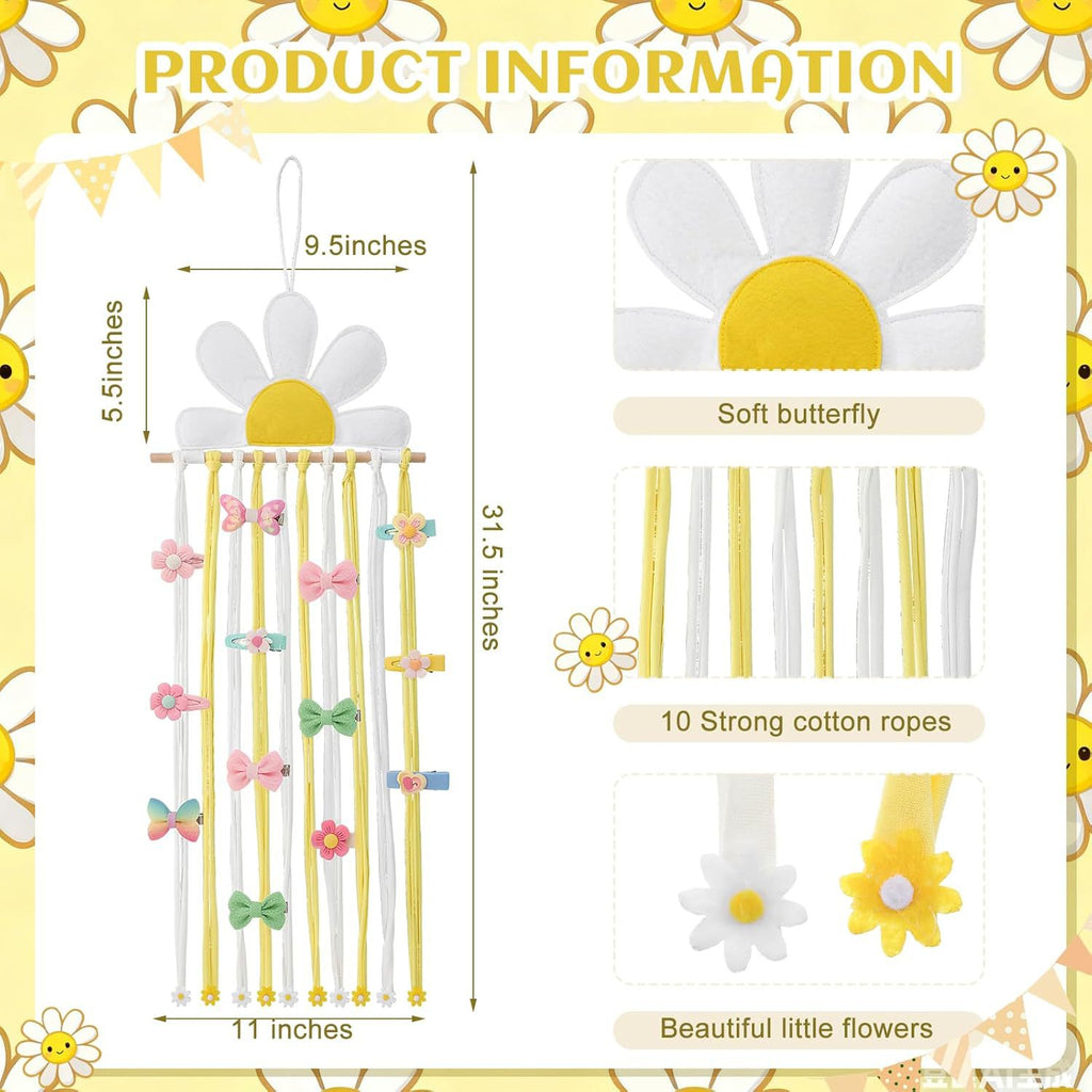 CouldNook Hanging Hair Clip Organizer - Cotton Ropes And Shaped Topper