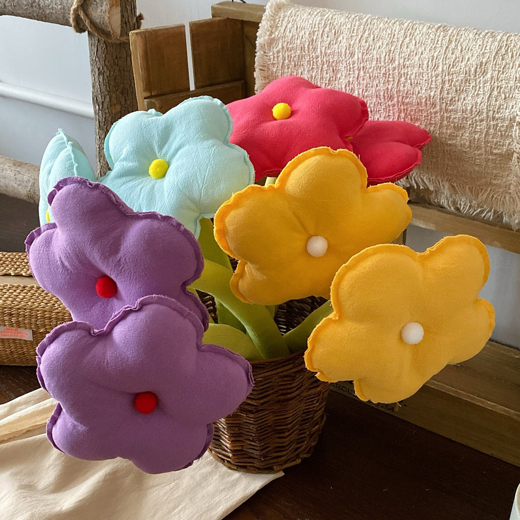 CouldNook Fabric Flower Decoration - Rounded Petals And Long Green Stem