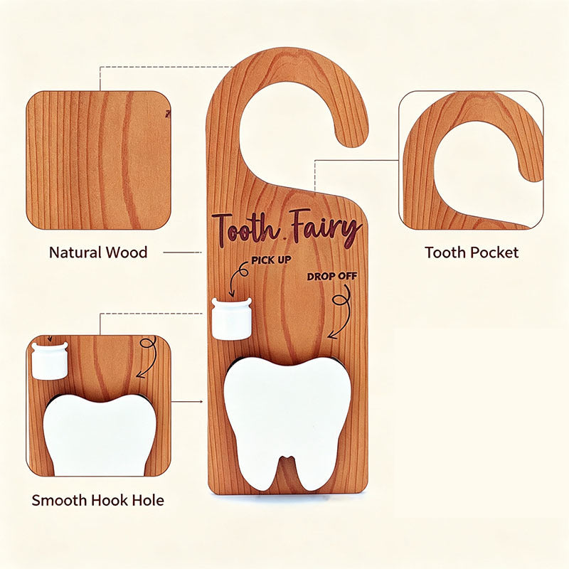 CouldNook Tooth Fairy Door Hanger - Curved Hook And Tooth-Shaped Pocket