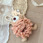 CouldNook Animal Bath Pouf - Bear and Rabbit Faces Around Ruffled Mesh