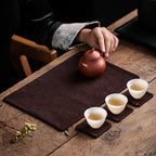 CouldNook Vintage Zen Waterproof Tea Mat - Wabi-Sabi Crinkled Fabric Placemat & Coaster