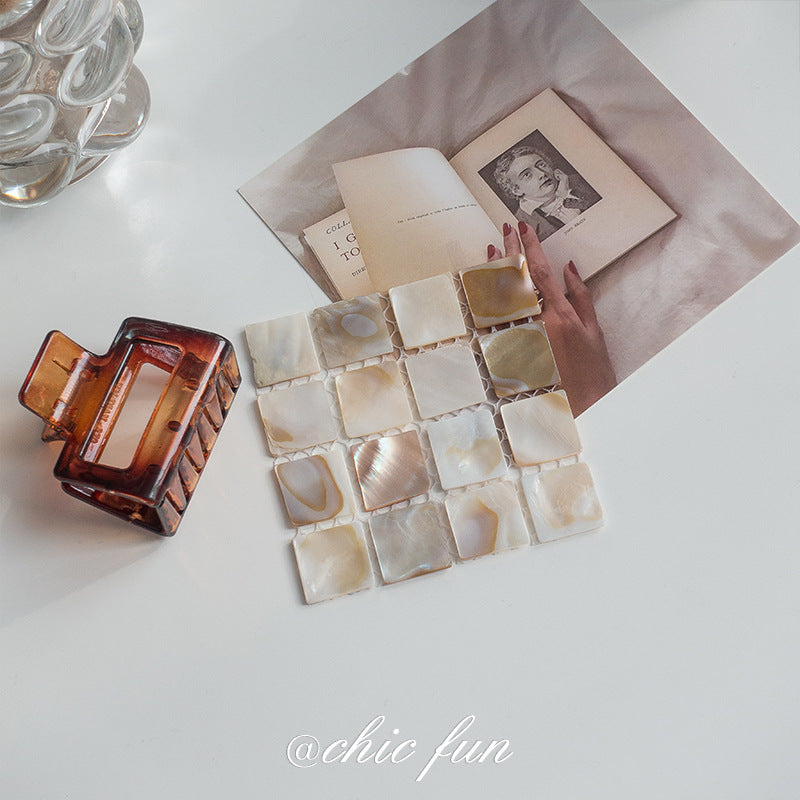 CouldNook Natural Shell Mosaic Coaster - Aesthetic insulated Table Mat