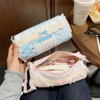 CouldNook Lace Trim Pencil Pouch - Bow Detail And Side Loop