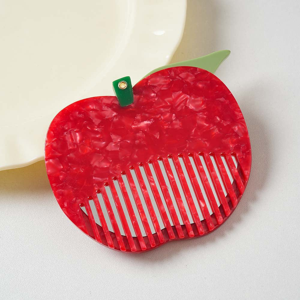 CouldNook Fruit Mirror Comb - Marbled Acetate Body And Rotating Opening