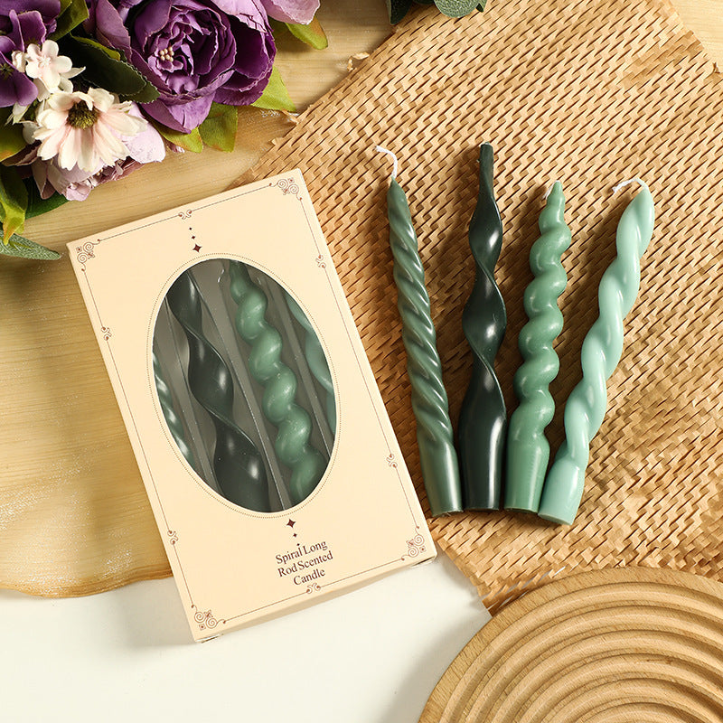 Spiral Taper Candle Set - Set Of 4 Assorted Twisted Candles in Gift Box