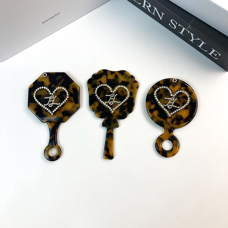CouldNook Heart-Accent Grooming Accessory - Faceted Detail And Patterned Acetate Body