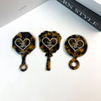 CouldNook Heart-Accent Grooming Accessory - Faceted Detail And Patterned Acetate Body
