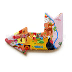 CouldNook Arrow Fridge Magnet - Raised Travel Motifs And Colorful Landmark Scenes