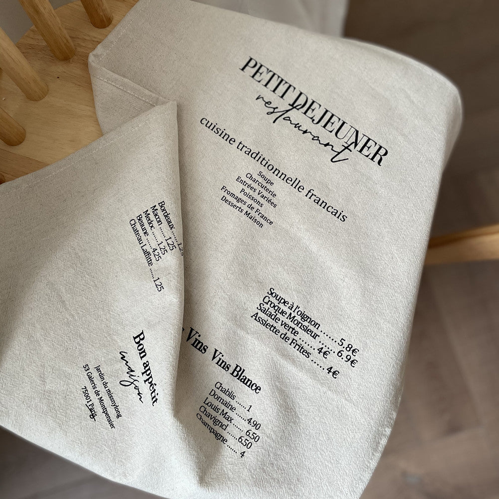 CouldNook Menu Print Table Cloth - Breakfast Lettering And Plain Ground