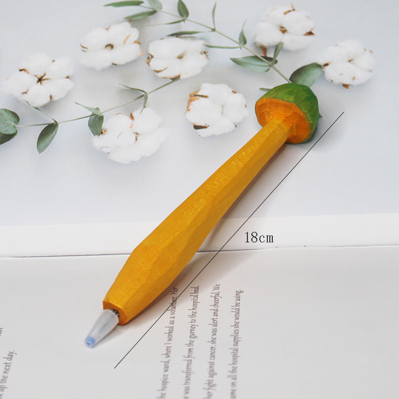 CouldNook Carved Mushroom Pen - Painted Cap And Faceted Wooden Stem