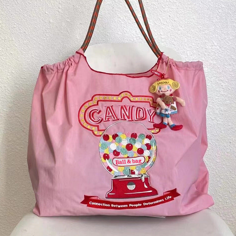 CouldNook Candy Embrodiery Shopping Bag - Everyday Market Accent