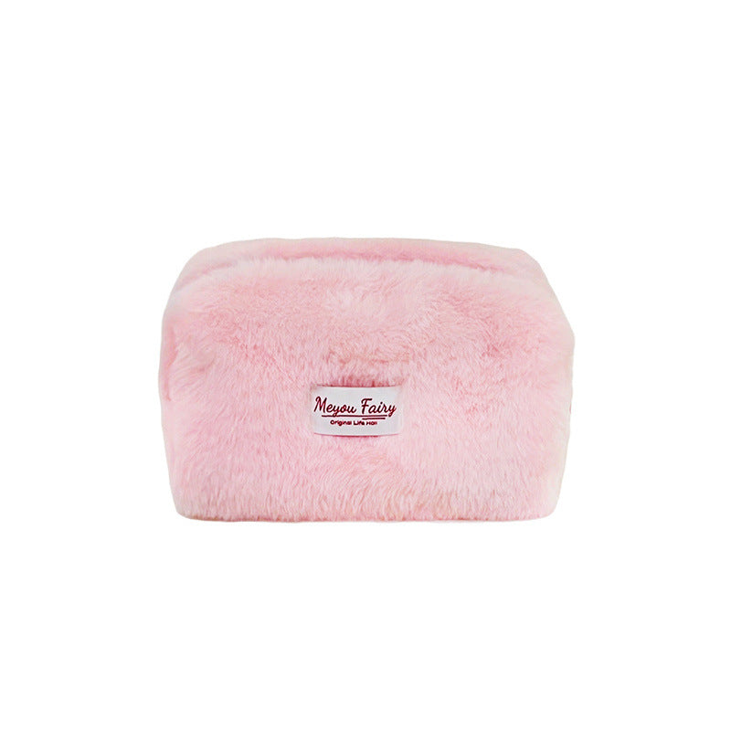 CouldNook Plush Cosmetic Bag - Pale Colors And Rounded Pillow Shape
