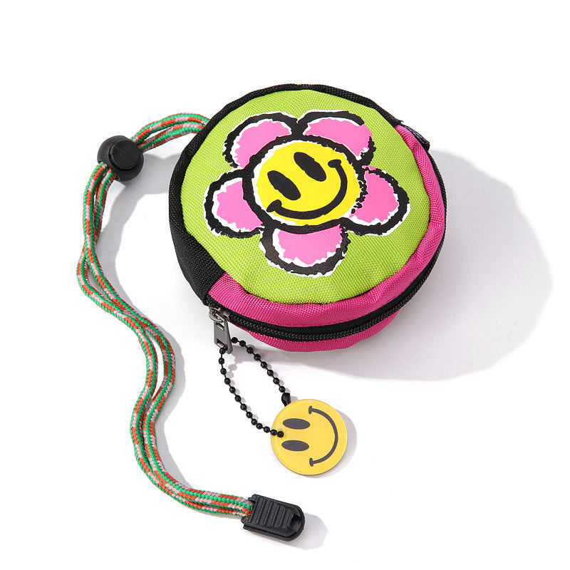 CouldNook Smiley Flower Coin Pouch - Bright Face And Cord Strap