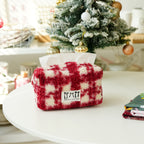 CouldNook Plaid Tissue Box Cover - Fuzzy Surface and Front Label