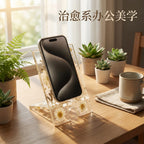 CouldNook Floral Resin Phone Stand - Clear Panels and Embedded Blooms