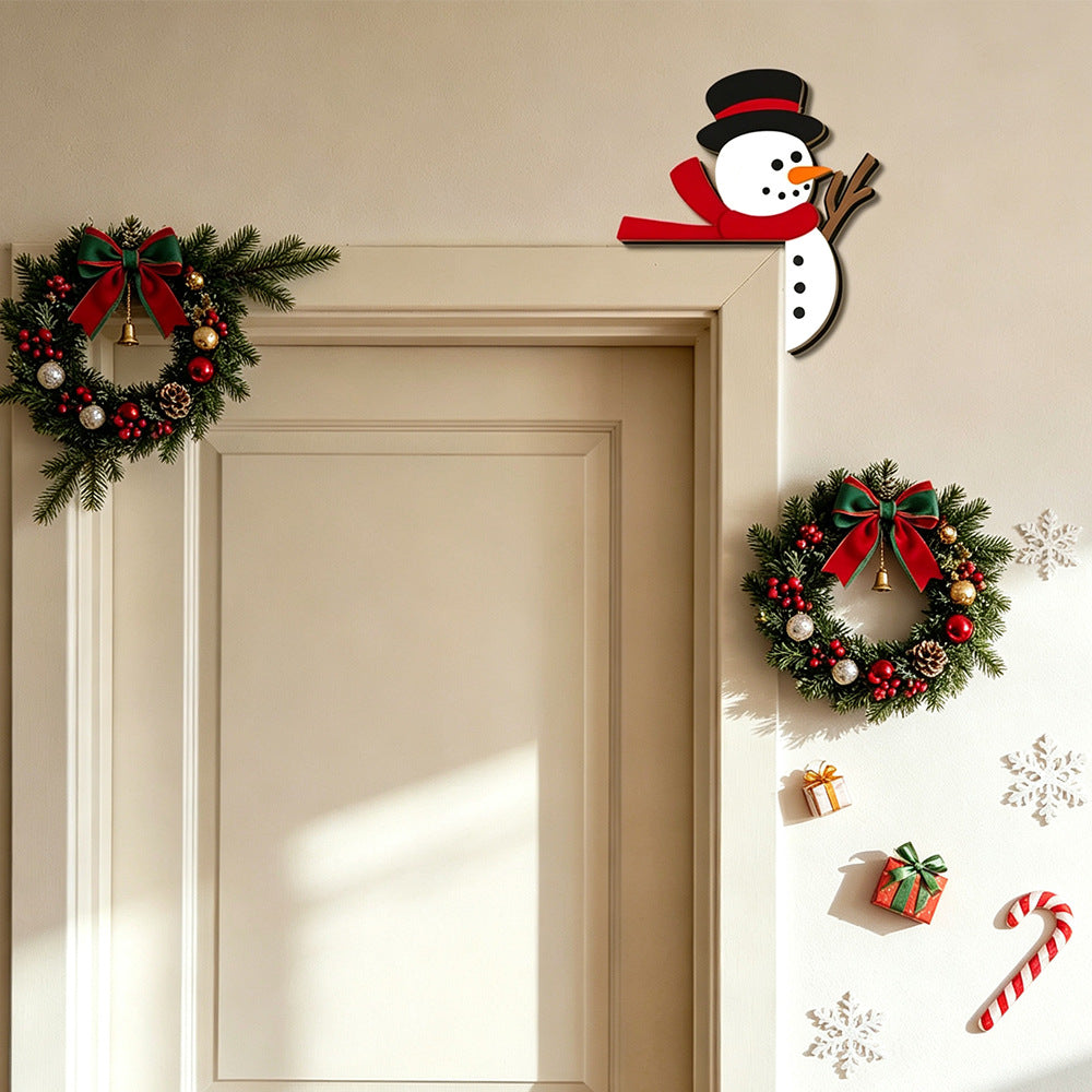 CouldNook Christmas Door Frame Decoration - Corner Shape And Character Print