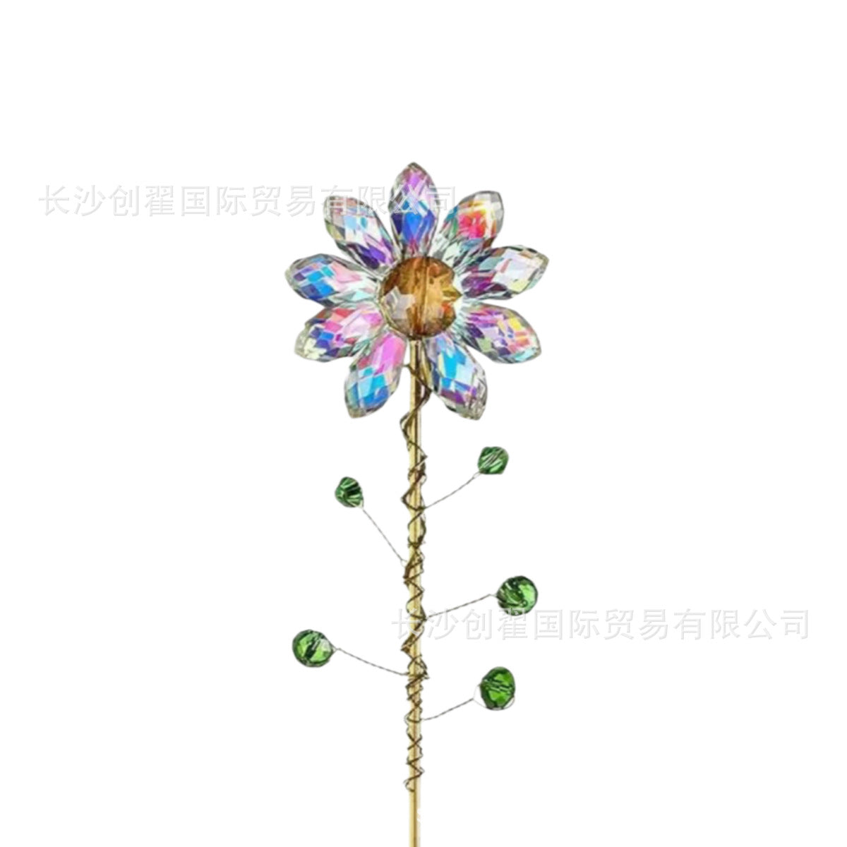 CouldNook Flower Suncatcher Plant Stake - Faceted Petals And Beaded Branches