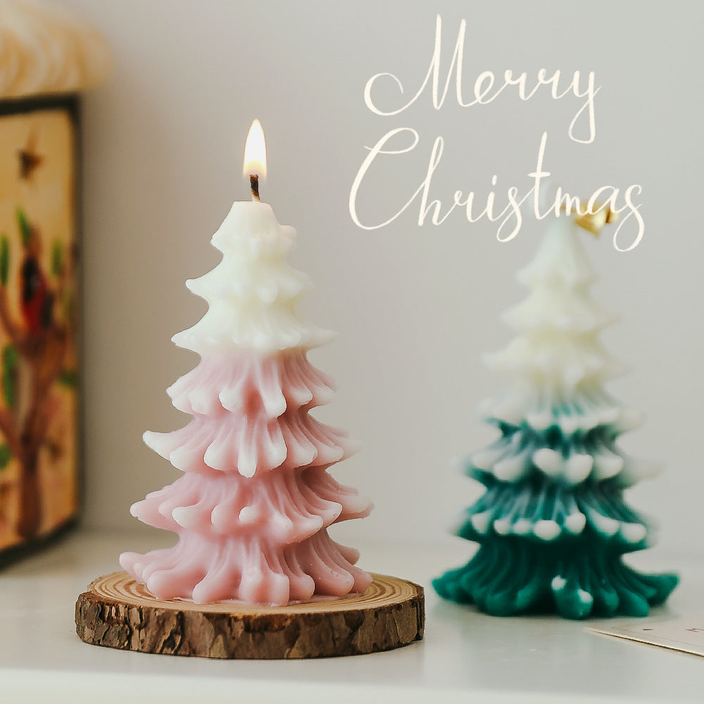 CouldNook Christmas Tree Candle - Layered Branches and Snowy White Tips