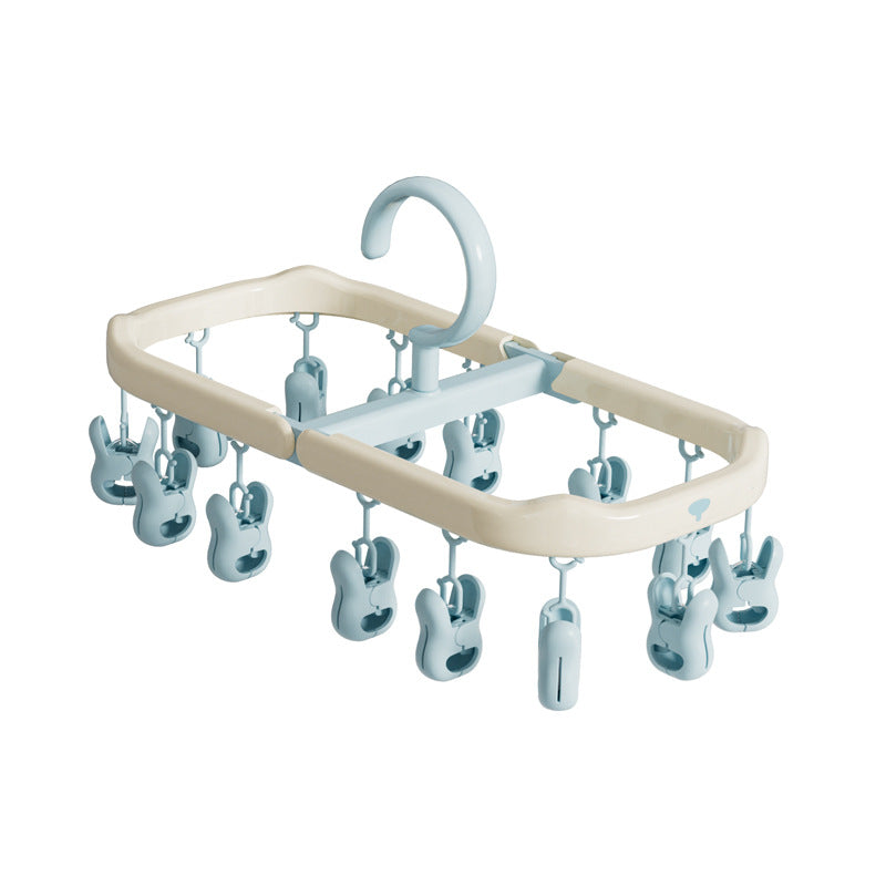 CouldNook Folding Laundry Hanger - Fourteen Rabbit Clips And Central Hook