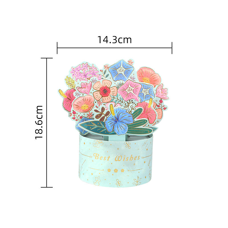 Flower Pop-Up Greeting Card with Display Base