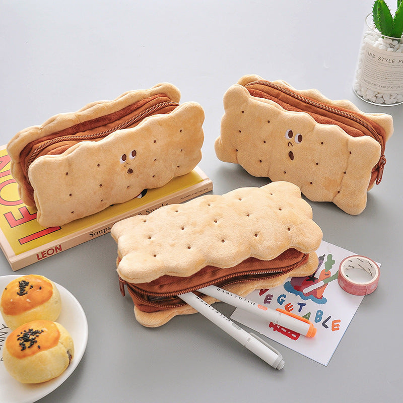 CouldNook Sandwich Biscuit Pencil Pouch - Scalloped Edges And Smiling Face