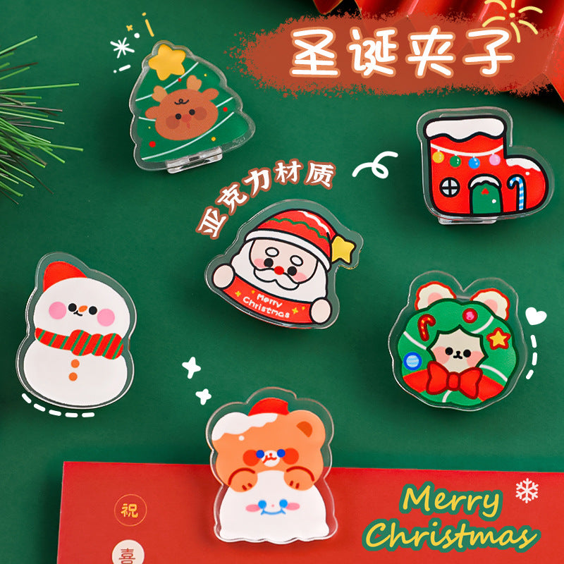 CouldNook Christmas Memo Clip - Festive Characters And Clear Shaped Border