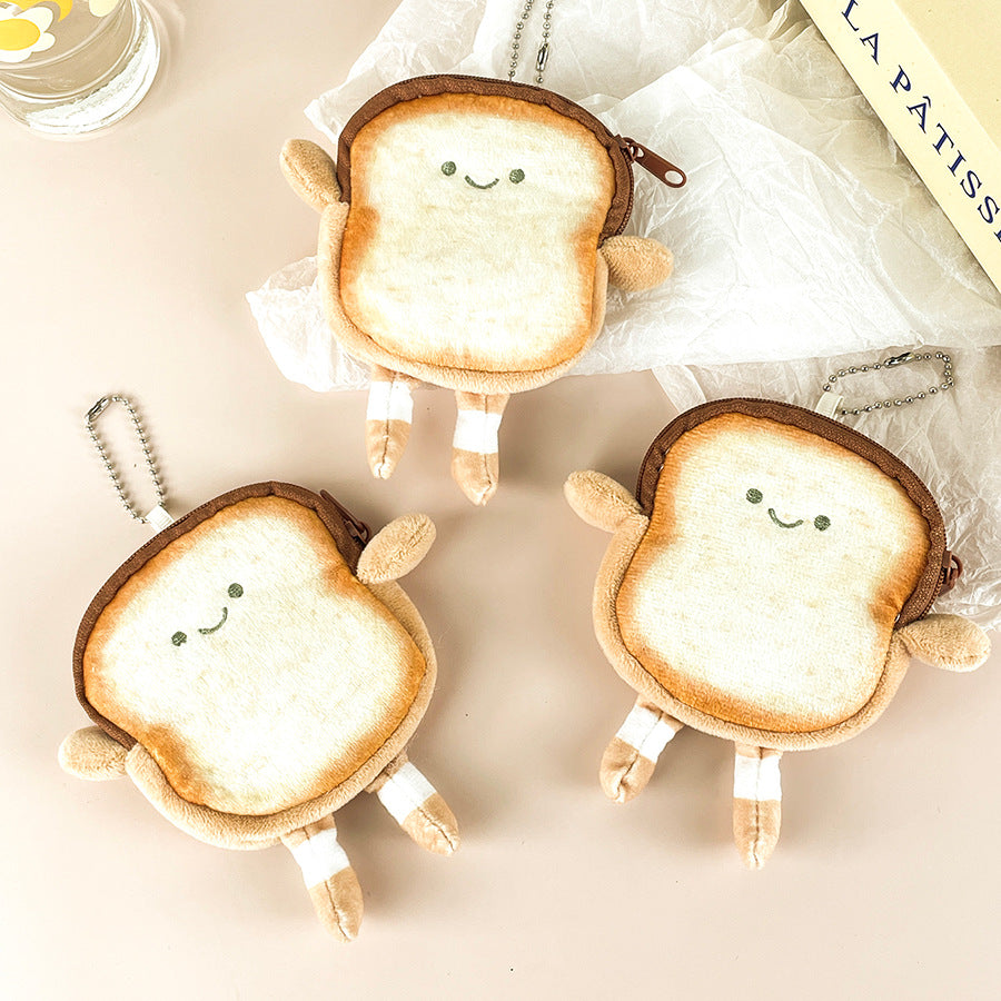 CouldNook Toast Coin Purse - Smiling Face And Dangling Striped Legs
