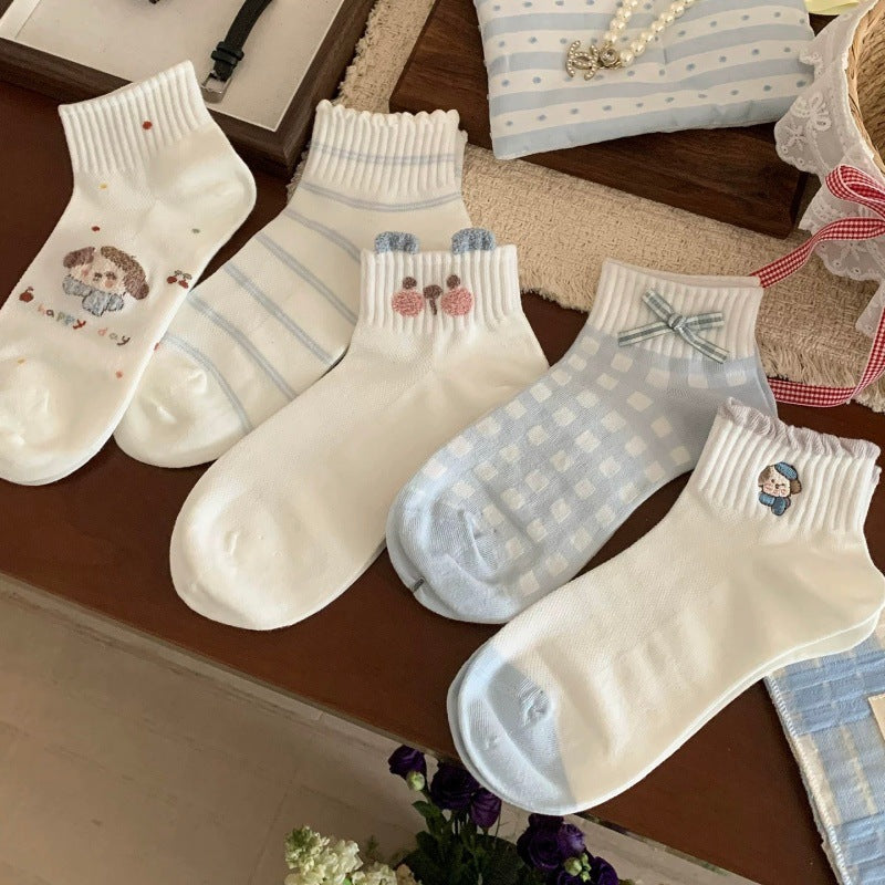 CouldNook Mixed Pattern Crew Socks - Everyday Character Accent