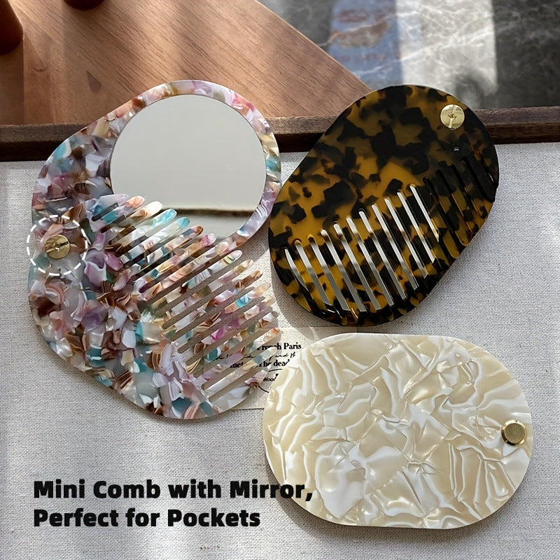 CouldNook Rotating Comb And Mirror - Oval Acetate Body And Pivot