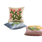 CouldNook Embroidered Floral Cushion Cover - Velvet Face And Raised Flowers