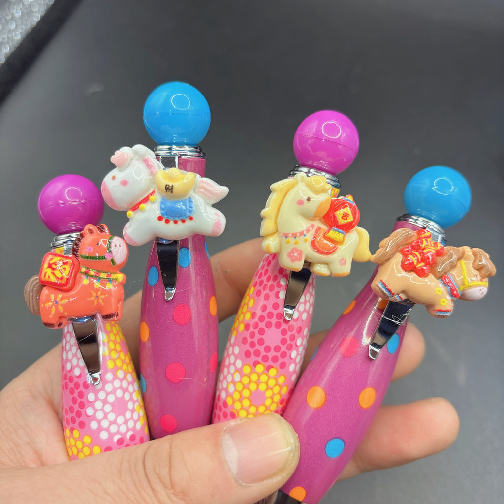 CouldNook Horse Ballpoint Pen - Dotted Barrel And Raised Pony Accent