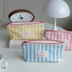 CouldNook Striped Or Gingham Pencil Pouch - Ring Pull And Front Label